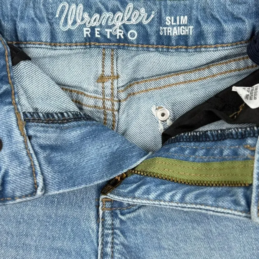 Wrangler Retro Slim Straight Light Wash Denim Jeans Girls Size 6 Western Cowgirl